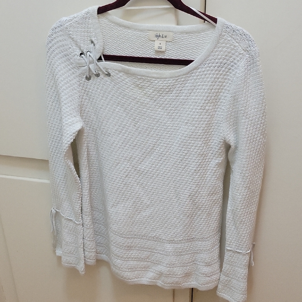 Style & Co White Shimmery Sweater
